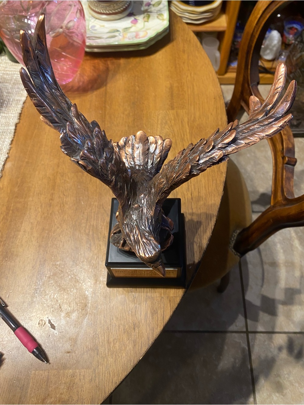 Bronze-Tone Eagle Sculpture Home Art Figurine